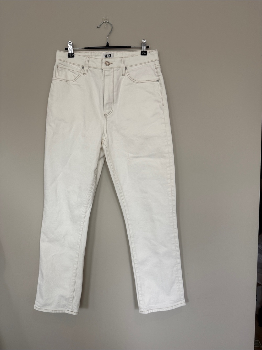 PAIGE High-Rise Straight Jeans in Off-White